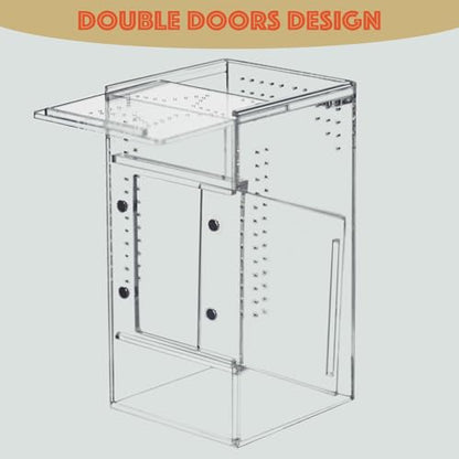 3x3x6 Acrylic Reptile Enclosure for Jumping Spiders & Mantises | One-piece acrylic tank, no assembly needed, water-holding base, crystal-clear walls, ideal for jumping spiders & mini pets - size: 3"3"6"