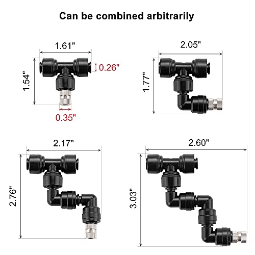 CozyCabin 360° Adjustable Mist Cooling System Nozzles Water Sprayers Connectors, Stainless Steel Misting Nozzles for Pets Reptiles Ecological Garden Patio Greenhouse, 5 Packs
