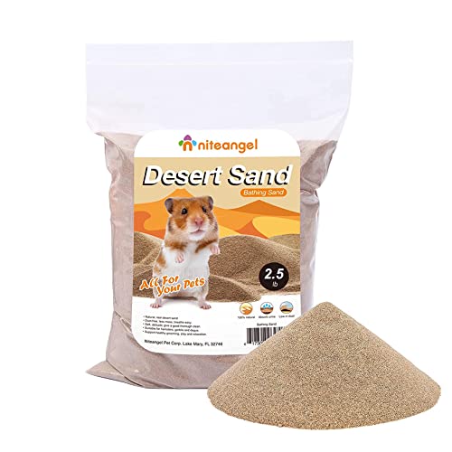 Niteangel Hamster Desert Bath Sand: 2.5lb/40oz No-Dust Bath & Easy to Clump | Helps Odor Control & Remove Excess Grease - Potty Litter Sand for Hamster Chinchillas Gerbil Mice Degu or Other Small Pets - color: Desert Sand, size: 2.5LB/40oz