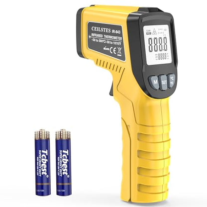 Infrared Thermometer Gun, Infrared Temperature Gun for Cooking, Laser Thermometer Gun -58℉~1076℉ with Adjustable Emissivity & Max/Min, Suitable for Industry, ovens, HVAC (Not for Human) - color: Yellow