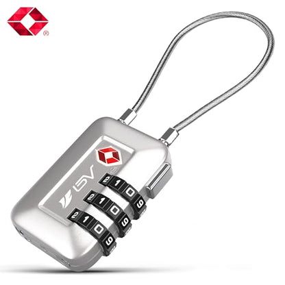 TSA Accepted Luggage Travel Lock, Set-Your-Own Combination Lock for School Gym Locker, Luggage Suitcase Baggage Locks, Filing Cabinets, Toolbox, Case (Silver, 1 Pack) - color: Silver 1-Pack