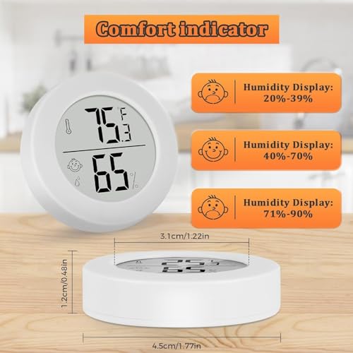Reptile Tank Accessories, 2 Pack Bearded Dragon Tank Thermometer Humidity Gauge for Leopard Gecko, Jumping Spider, Snake, Gecko, Ball Python, Lizard - color: White