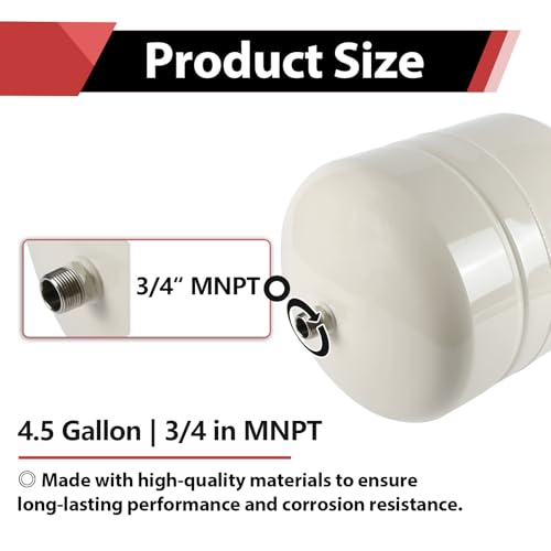 1PC EFIELD Water Heater Expansion Tank, 4.5 Gallon, 3/4 in MNPT Connection | Thermal Pressure Protection, Safe for Potable Water-TANK002(1) - size: 4.5 Gallon