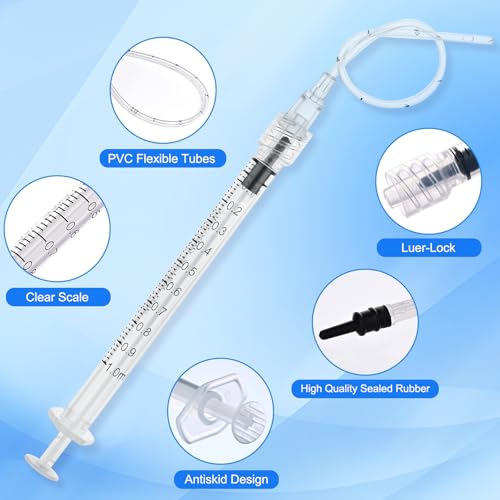 10 Pack 1ml Luer Lock Syringe - Syringes for Liquid with Soft Tube - Individually Pcakaged，Scientific Labs and Measuring, Refilling Inks - style: 1ml - 2.0mm Tube