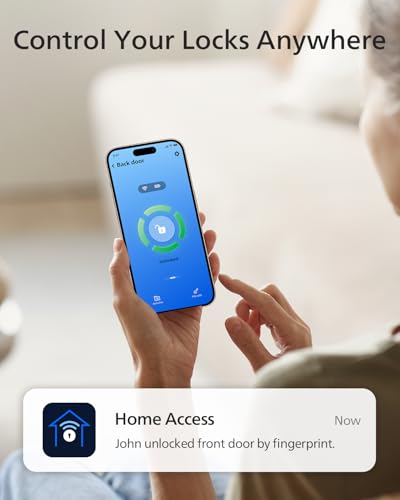 Philips Wi-Fi Smart Lock with Bridge, Fingerprint & App Control Auto Lock | 0.3s Unlock, 100 User PIN Codes, Fits Most Doors, Weatherproof, Backlit Touchscreen - color: Flat Black