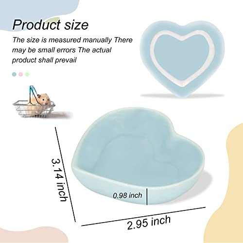 Ceramic Hamster Food Bowl, 1.2oz Durable Heart Hamster Water Dish for Hamsters/Birds/Snakes/Turtle, Easy to Wash and Prevent Tipping (Blue, 1pc) - color: Blue, size: 1pc