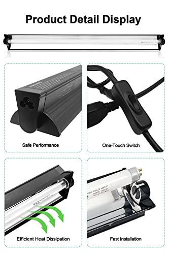 UVB Light for Reptiles, 12 Inch T5 10.0 UVB Reptile Light Fixture 8W, High Output UVA UVB Linear Lamp with Replaceable Bulb for Bearded Dragons, Tortoises & Lizards - size: 12 In