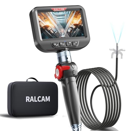 2-Way 180° Articulating Borescope Camera with Light, 6.2mm Ultra-Slim Probe, 4.3" HD Inspection Camera, 6.6FT Flexible Snake Industrial Endoscope for Automotive Engine Wall - size: 6.2mm