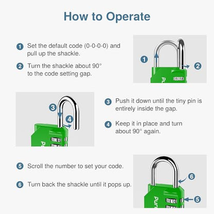 Puroma 1 Pack Combination Lock Locker 4 Digits Combo Padlock Gym Green | For School Gate Fence Toolbox Hasp Storage, Outdoor, Resettable, Weatherproof, Side Window, Crack Cut Resist, Hardened Steel - color: Green