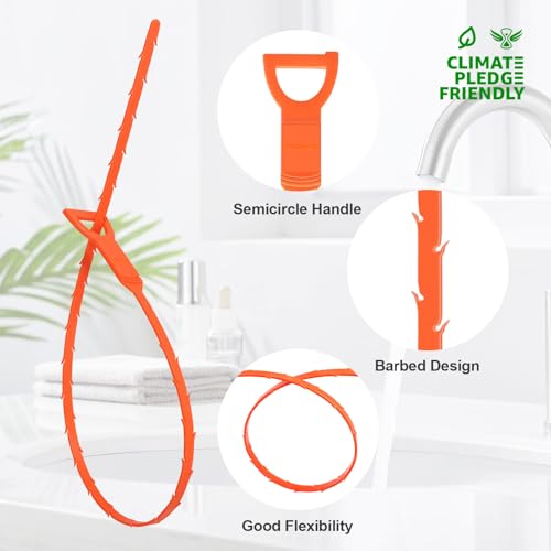 Forlivese 25 Inch Drain Snake, 6 Pack Drain Clog Remover | Sink Snake for Sewer Kitchen Sink Bathroom Tub Toilet Clogged Drains Relief Cleaning Tool