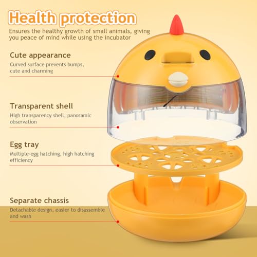 TOYANDONA 5 Egg Incubator with Automatic Temperature and Humidity Control - Small Bird Incubator with Egg Candler Air Vent for Hatching Chicken Duck Goose Quail Parrot Home Poultry Care Hatchery