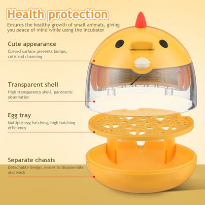 TOYANDONA 5 Egg Incubator with Automatic Temperature and Humidity Control - Small Bird Incubator with Egg Candler Air Vent for Hatching Chicken Duck Goose Quail Parrot Home Poultry Care Hatchery