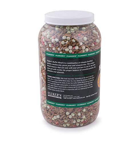 Fluker's Buffet Blend Box Turtle Diet, Insects, Veggies and Fruit with Fortified Pellets, 3.25 lbs. - size: 3.24 Pound (Pack of 1)
