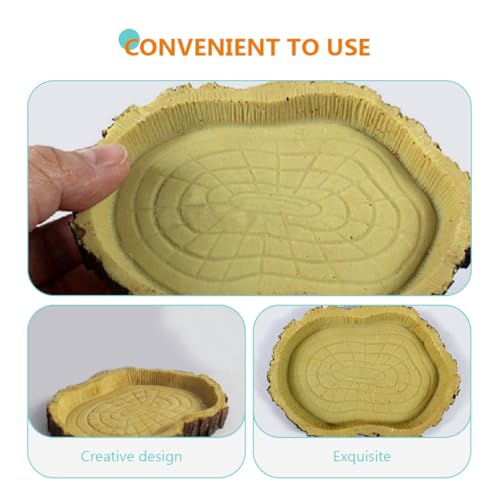Sosoport 2pcs Resin Reptile Food Feeding Container and Tortoise Water Dish for Terrarium, Multifunctional Pet Food Storage Basin Suitable for Lizards, Tortoises, and Small Crawling Pets