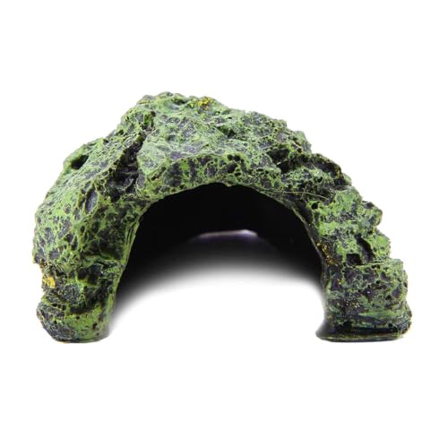 TOPINCN Fish Hiding Cave, Turtle Basking Platform Cave Hideout Reptile Tank Decor Resins Rock Cave, Aquarium Terrarium Decoration (Small)