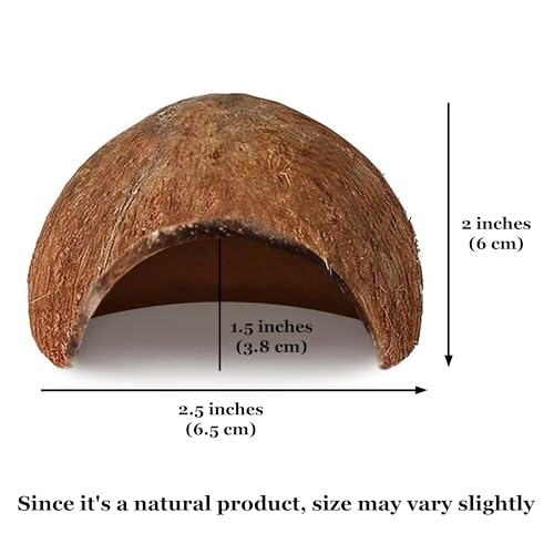 SunGrow Betta Fish Cave, Habitat Made from Coconut Shell, Soft-Textured Smooth Edged Spacious Hideout, for Resting and Breeding, 1 Pc