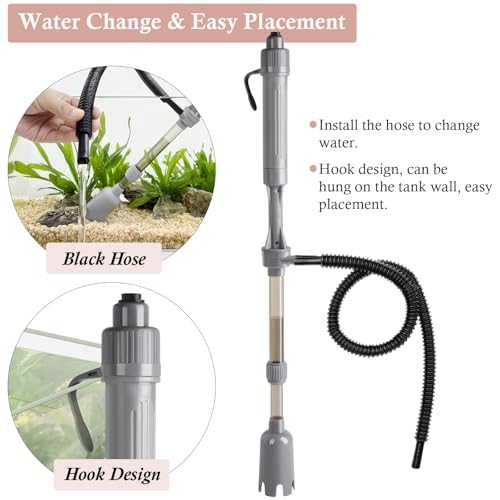 Aquarium Vacuum Gravel Cleaner, Battery Fish Tank Water Changer, Removable Vacuum Sand Washer for Fish Tank Cleaning Water Changing Sand Washing, Adjustable Telescopic Pole