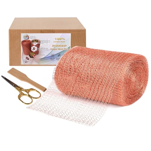 6" x 50 ft Copper Mesh Rodent Control Copper Wool for Slug Mice Snail Pest | Copper Mesh for Mice Pest Snail Bat Control Copper Steel Wool for Weep Hole Covers Blocks Gap Rodent Mesh Scissors Included - size: 6 inx50 ft