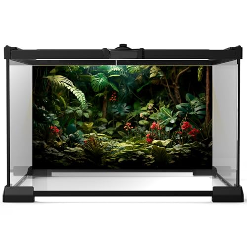 Rainforest Leaves Aquarium Background Jungle Green Leaf Texture Fish Tank Background Tropical Flowers Leaves Foliage Reptile Tank Backgrounds Tropical Jungle Reptile Enclosure Backgrounds 24x12in - color: Leaf Green, size: 24(W)x12(H)inches/ 60(W)*30cm(H)