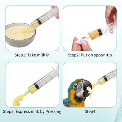 Baby Bird Feeding Syringe Baby Bird Feeding Kit Reusable Parrot Feedings Tubes Pet Parrot Milk Feedings Syringe Small Pet Syringes with Spoon Tip & Tubes for Small Dogs Cats Puppy Supplies