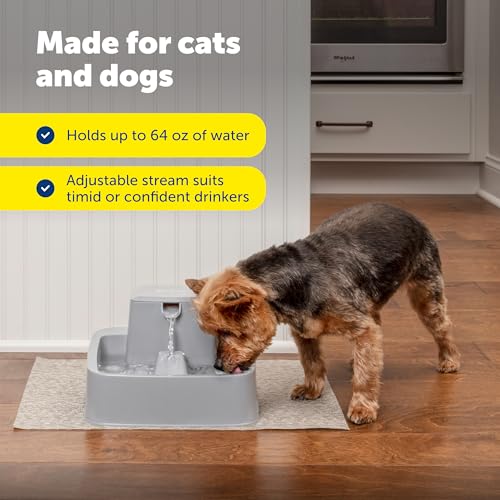 PetSafe Oasys Pet Fountain, 1/2 Gallon, Cats & Small Dogs, 4-Pack Filters | Adjustable Flow Control, Open Bowl, Whisker-Friendly Tray, Replaceable Carbon & Foam Filters Included - style: Fountain + 4-Pack Filters