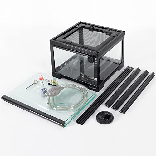 REPTIZOO 15 Gallon Full Glass Reptile Terrarium 12" x 12" x 24" Knock-Down Glass Tank and Siphon Gravel Cleaner Set, Small Habitat for Reptile Chameleon, Tree Frogs, Arboreal Geckos,Lizard - size: 12" x 12" x 24"