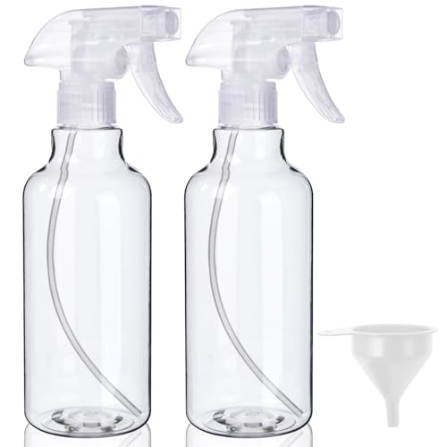 Plastic Spray Bottles (2-Pack, 16.9 Oz) Heavy Duty Spraying, Mist & Stream | Professional Empty Water Sprayer for Cleaning Solutions, Essential Oils, Hair, Plants, BBQ, Dog Cat Behavior Correction - style: Clear, 2-Pack