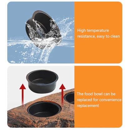 La La Pet®Magnetic Reptile Feeder Ledge with 4Pcs Cups Crested Gecko Feeding Bowls Removable Fruit Mud Basin for Bearded Dragon Snake Lizard Chameleon