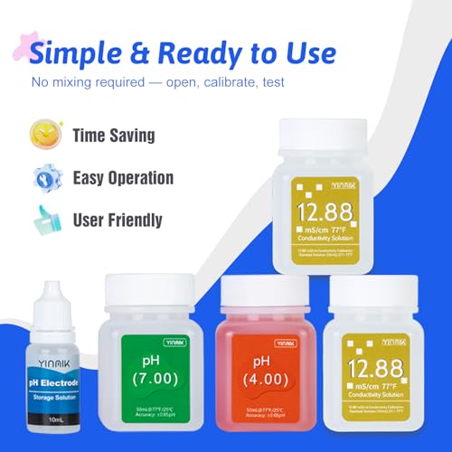 pH Calibration Solution 4.00/7.00 & 12.88 mS/cm ×2 | Conductivity & Salinity Calibration Fluid for EC TDS Meter, Pool Salinity Calibration, Saltwater Pools, Aquariums,SPA - color: green