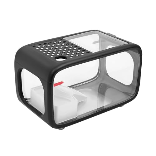 Desktop Fish Tank, 3.2Gal Small Betta Fish & Turtle Tanks, Aquarium Bowl with Detachable Basking Platform, Multi-Functional Areas Aquascape Tanks for Fish Terrapin Frog Shrimp Crab (Black) - color: Black