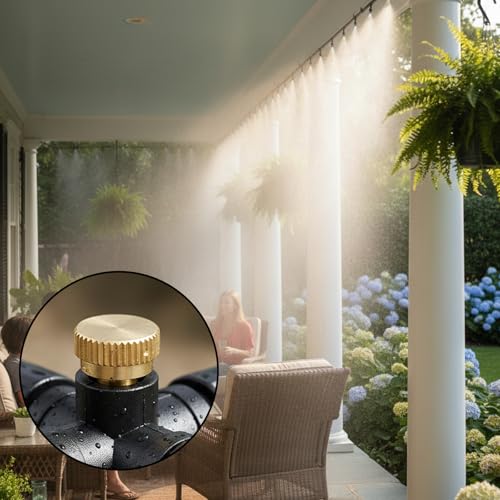 Misting Nozzles, 12 Pcs Mister Nozzles with O Ring, Mist Nozzle Brass Misting Heads Mister Parts Accessories for Garden Greenhouse Patio Outdoor Cooling System