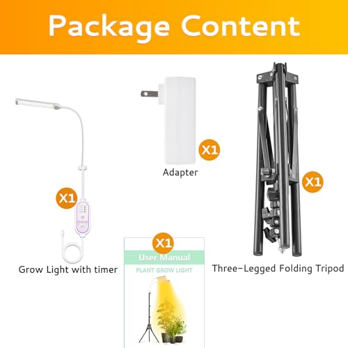 Secefeao105 LED Grow Lights for Indoor Plants Full Spectrum, LED Plant Light with Stand, Adjustable Height, Plant Grow Lights with Auto 4/8/12/H Timer for Indoor Tall Plants(105 LEDs)