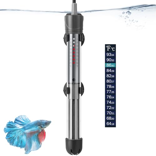 HITOP 100W Adjustable Aquarium Heater, Submersible Fish Tank Heater Thermostat with Suction Cups for 12-30Gal - size: 8.8in-100w