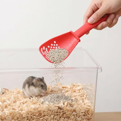 2 PCS Litter Scooper Small Holes, Plastic Hamster Sand Bath Shovel, Cat Litter Box Scoop Cleaning Tool for Guinea Pig Reptile Hamster Cage Accessories