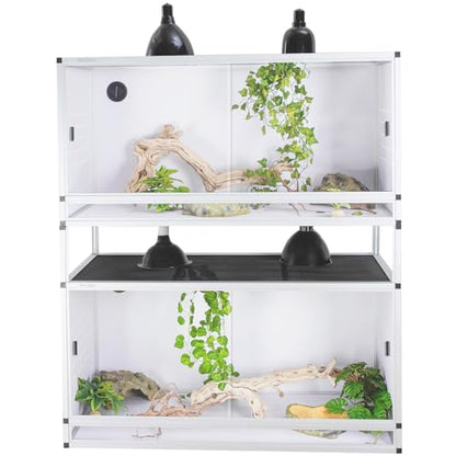 Stackable PVC Reptile Enclosure 40''x16''x16'' ToxiRium Space Efficient Large Reptile Tanks 44 Gallons for Bearded Dragon Gecko Lizard Snake, Wide Vivarium with Sliding Doors Lock-2pcs with spacers
