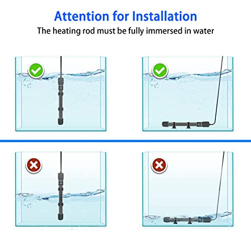 YOFOTHS Adjustable Mini Aquarium Heater 200W for Tanks 20-40 Gallons | Submersible, Small Fish Tank, Digital Display Thermostat, External Temperature Controller - size: 200W