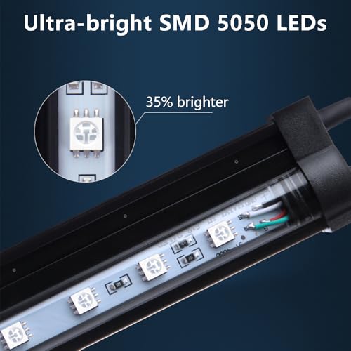 15 inch LED Aquarium Light, 8W Fish Tank Light Underwater Light Submersible Crystal Glass Lights, 9.2ft/2.8m Long Wire Length, White - size: 15 inch