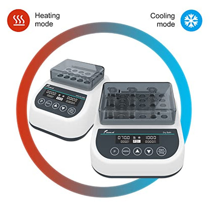 MDB100C Mini Dry Bath, 1.5ml x15 Programmable | Digital thermostatic block heater, heating & cooling, RT-15℃ to 100℃, 9 programs, timer,1.5ml block, for lab incubation - size: 1.5mlx15 ( Hot&Cold)
