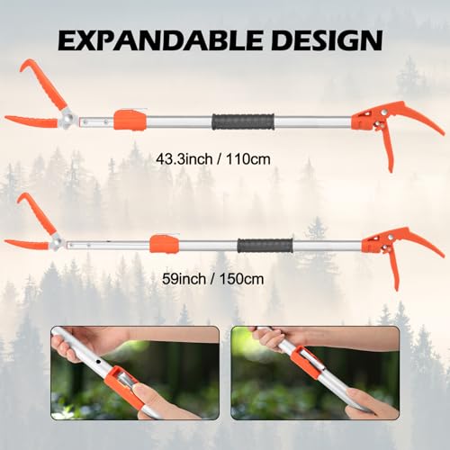 Snake Grabber Tool, 62” Professional Aluminum Alloy Telescopic Rattle Snake Tongs, Reptile Grabber Snake Catcher Wide Jaw Handling Tool with Lock