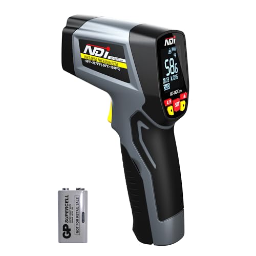 High-Precision Infrared Thermometer Temperature Gun, -58℉ to +2372℉, Multi-Purpose for Cooking, Steel Smelting, Automotive Engine Repair, HVAC IRT Gun with Adjustable Emissivity