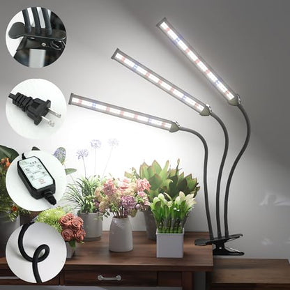 Grow Light,24W (160Watts Equiv) 5000K White Full Spectrum LED Growing Lamp Clip on Desk for Indoor Plants,Bulbs Replaceable & Non-dimmable (Black, 120Watts) - size: 120Watts