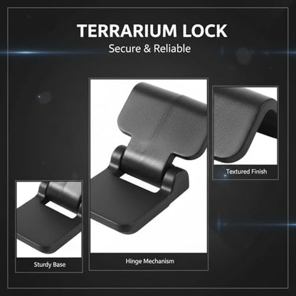6 Pcs Terrarium Locks, Black Plastic Aquarium Clips, Old Version Escape Reptile Clips, Long-Lasting Pet Terrarium Lid Latches, Fit 0.7 in / 1.7 Cm Lids