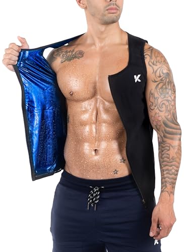 Kewlioo Men's Heat Trapping Zipper Sweat Enhancing Vest - Sauna Suit Shirt Compression Vest Shapewear Top for Gym Exercise - color: Black, size: Small-Medium
