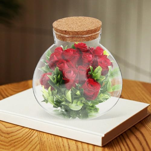 TIDTALEO Micro Landscape DIY Bottle with Cork Lid, 10X11Cm Glass Terrarium Jar for Succulents and Air Plants, Decorative Storage Container for Home Garden Gardening