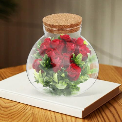 TIDTALEO Micro Landscape DIY Bottle with Cork Lid, 10X11Cm Glass Terrarium Jar for Succulents and Air Plants, Decorative Storage Container for Home Garden Gardening