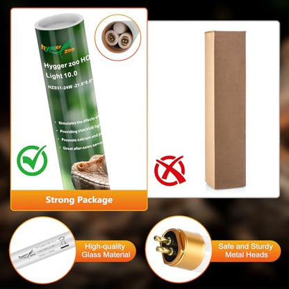 UVB Light for Reptiles Bearded Dragon, 2 Pack T5 UVB Reptile Light UVB Bulb 10.0 24W UVA UVB Reptile Light Bulb Terrarium Light Lamp Tube for Turtle Chameleon Leopard Gecko Snake Tank, 22 Inch - size: T5-22 Inch(2 Pack)