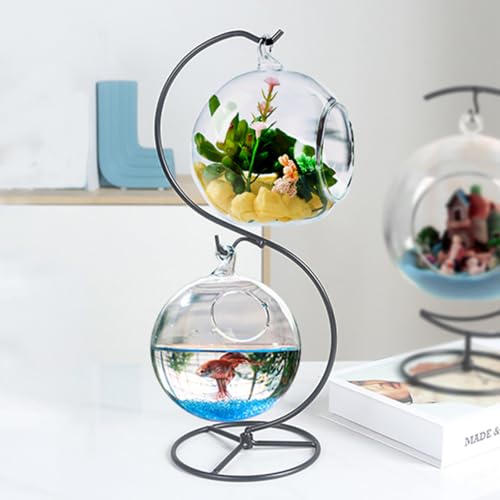 YY YEARCHY Ornament Display Stand Holder Home Wedding Decoration Rack for Hanging Glass Globe Air Plant Flower Pot Stand Iron Pot Hook Stand Terrarium Witch Ball (1, 13.4"*4.9") | Home Wedding Decoration Rack for Hanging Glass Globe Air Plant Flower Pot T