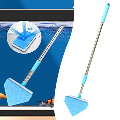 Tank Cleaning Brush,Aquarium Cleaning Tool Portable Convenient to Use 55-95cm Telescopic Handle Lightweight for Tank, Triangle