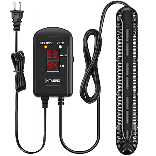 HiTauing Aquarium Heater, 300W Fish Tank Heater with LED Digital Display & 5 Safety Protection, Submersible Aquarium Heater with 2 Suction Cup and 8.2Ft Cord for 40-75 Gallon Fish Tank. - size: 300 Watt Aquarium Heater