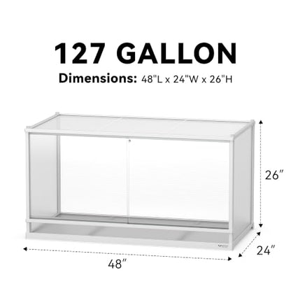 127 Gallon Reptile Tank, 48" x 24" x 26" Barded Dragon Tank Reptile Enclosure for Easy Maintenance, Top Screen Ventilation & Sliding Door - size: 48x24x26'' 127 Gallon